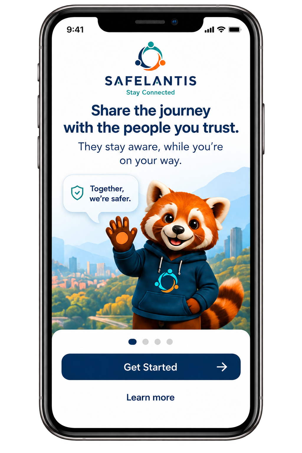 Safelantis Welcome and Onboarding screen